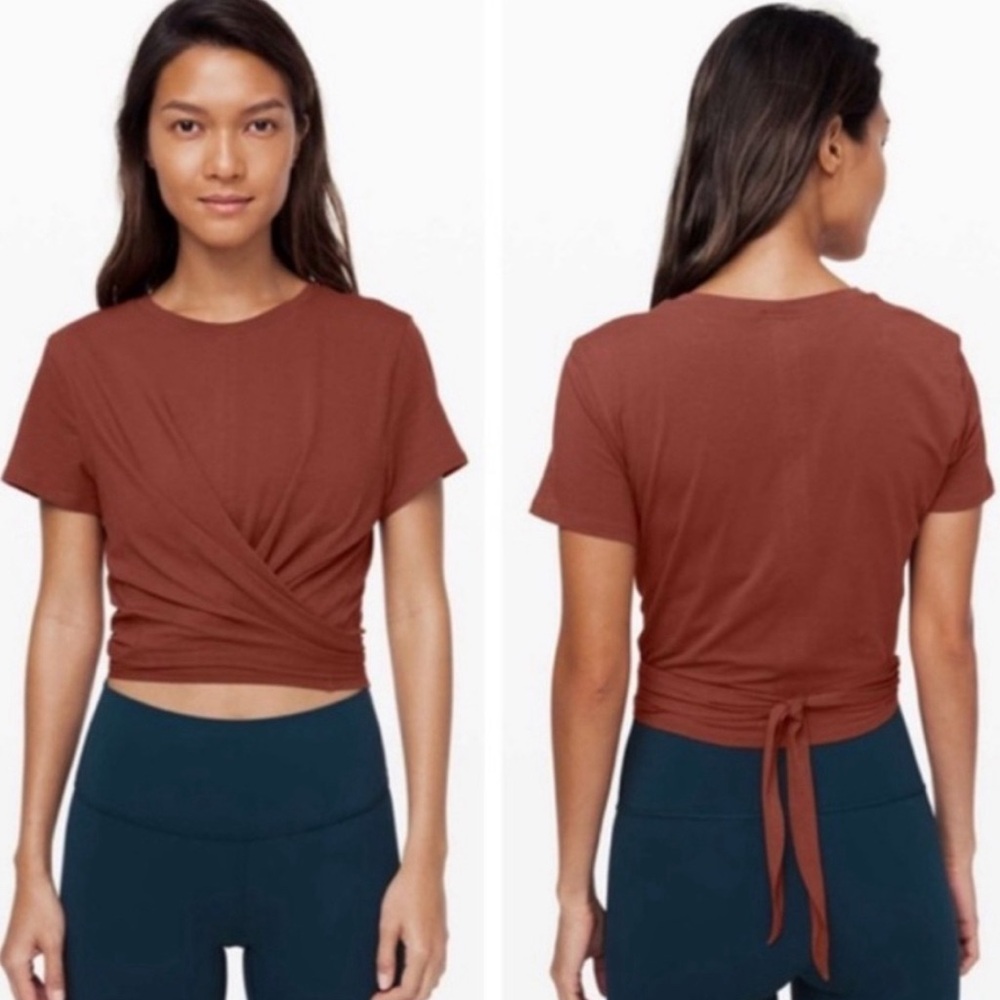 Lululemon orange wrap around shirt